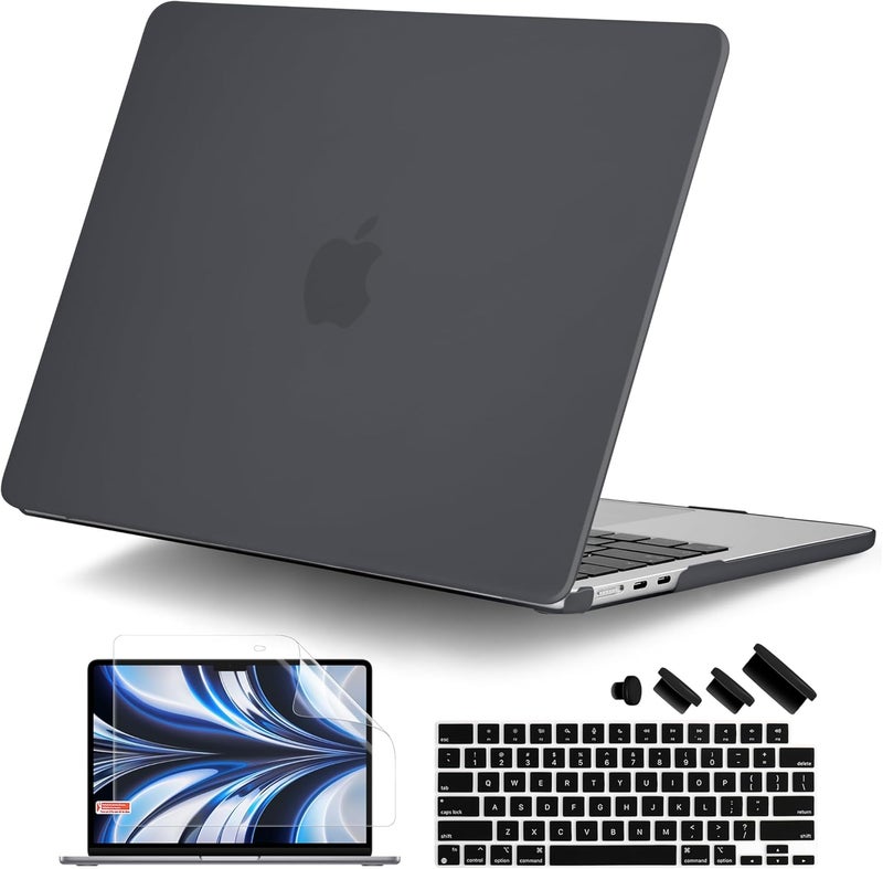 DONGKE Compatible with MacBook Air 13.6 inch Case M4 M3 M2 2025 2024 2023 2022 A3240 A3113 A2681, Plastic Hard Shell & Keyboard Cover for MacBook Air M4 13 inch Case, Matte Black - Image 1